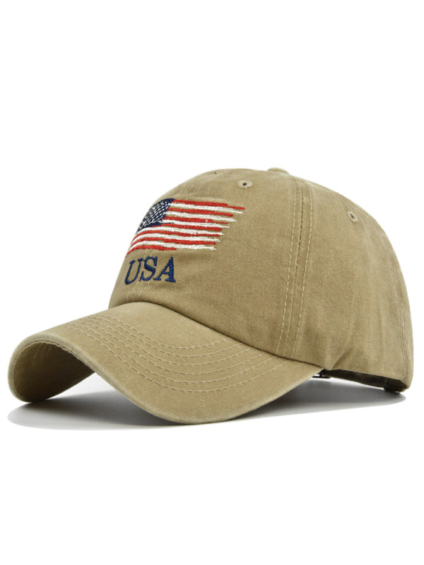 American Flag embroidered letters simple unisex peaked hat - K - 4 COLORS -