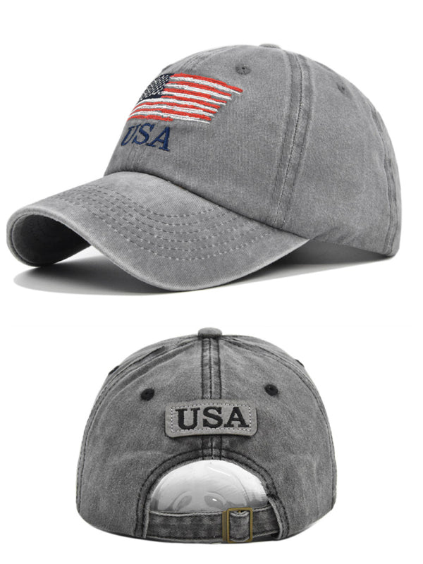 American Flag embroidered letters simple unisex peaked hat - K - 4 COLORS -