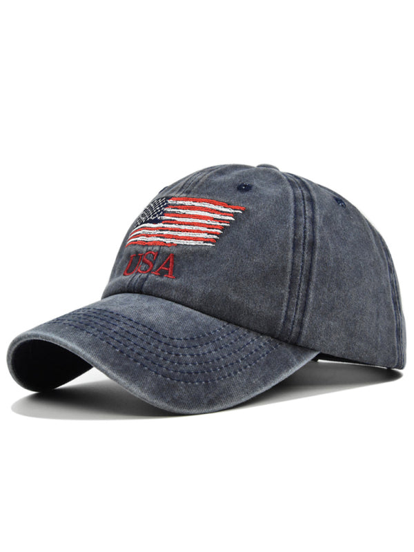 American Flag embroidered letters simple unisex peaked hat - K - 4 COLORS -