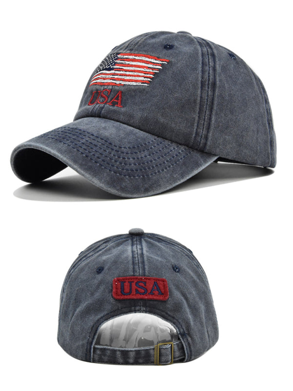 American Flag embroidered letters simple unisex peaked hat - K - 4 COLORS -