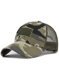 Thumbnail for American flag embroidered camouflage cap mesh cap baseball hat - K - 3 COLORS -