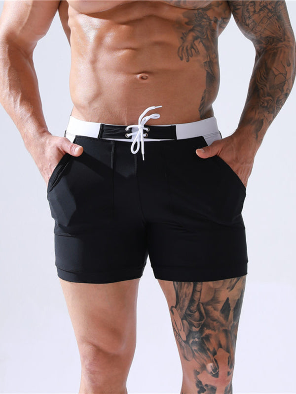 Men's Pocket Lined Tethered Swim Shorts - K - 3 COLORS -