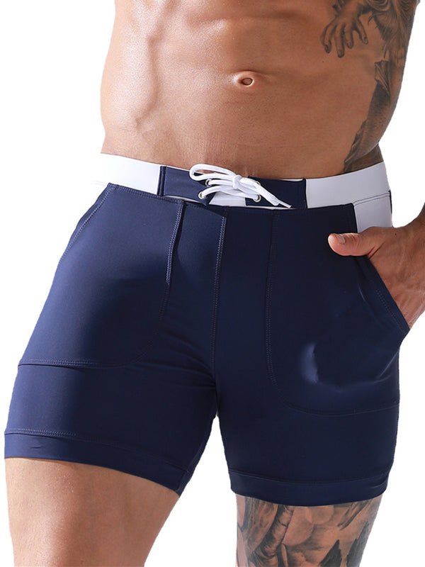 Men's Pocket Lined Tethered Swim Shorts - K - 3 COLORS -