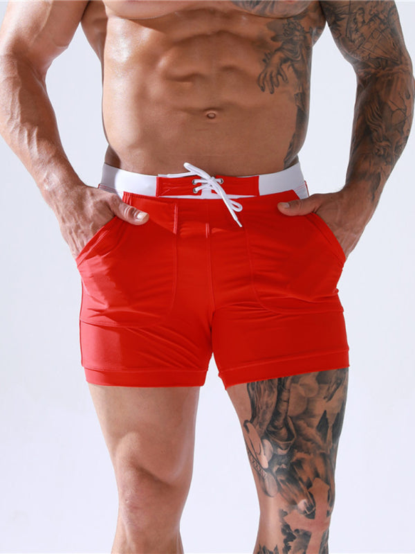 Men's Pocket Lined Tethered Swim Shorts - K - 3 COLORS -