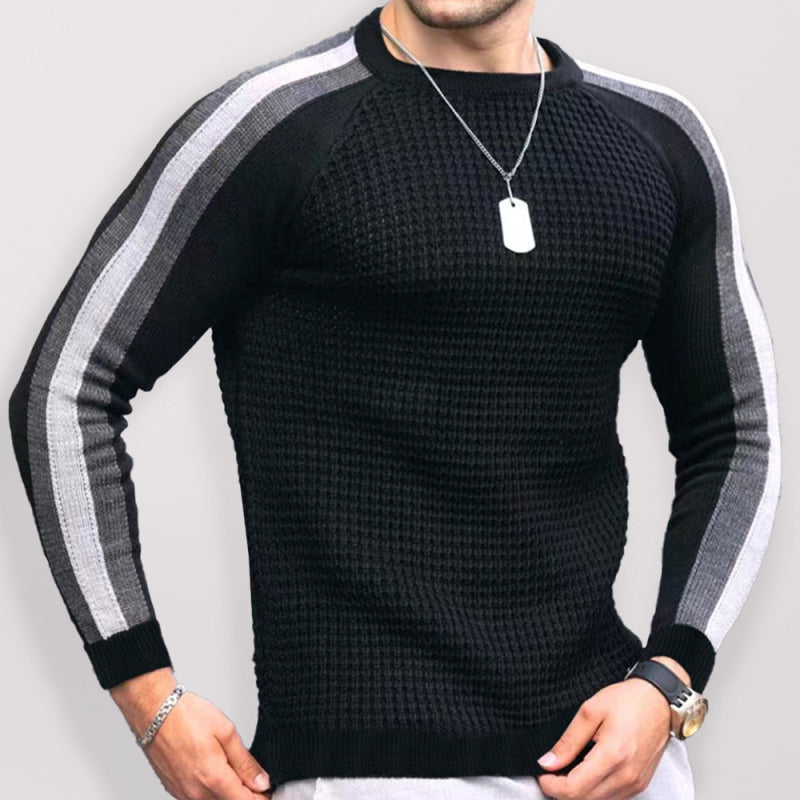 Round neck color contrast Men's casual loose bottoming sweater - K - 6 COLORS -