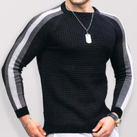 Thumbnail for Round neck color contrast Men's casual loose bottoming sweater - K - 6 COLORS -