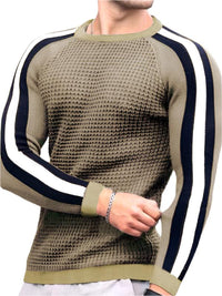 Thumbnail for Round neck color contrast Men's casual loose bottoming sweater - K - 6 COLORS -