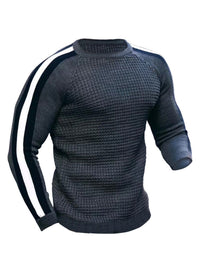 Thumbnail for Round neck color contrast Men's casual loose bottoming sweater - K - 6 COLORS -