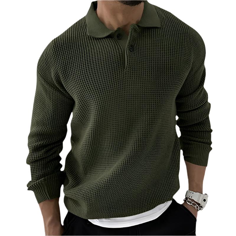 Lapel Sweater Men's Slim Long Sleeve Knitted Sweater - K - 5 COLORS -