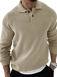 Thumbnail for Lapel Sweater Men's Slim Long Sleeve Knitted Sweater - K - 5 COLORS -