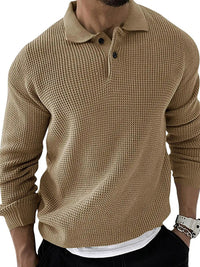 Thumbnail for Lapel Sweater Men's Slim Long Sleeve Knitted Sweater - K - 5 COLORS -