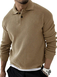 Thumbnail for Lapel Sweater Men's Slim Long Sleeve Knitted Sweater - K - 5 COLORS -