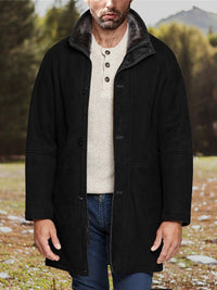 Thumbnail for Men's mid-length loose zipper woolen coat - K - 4 COLORS -