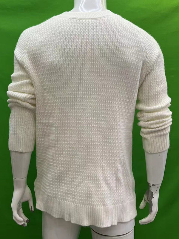 Men's Casual Shoulder Contrast Color Long Sleeve Knitted Sweater - K - 1 COLOR -