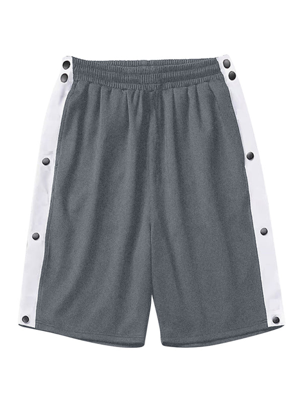 Men's classic trendy loose-fitting casual sports shorts with full side buttons - K - 4 COLORS -