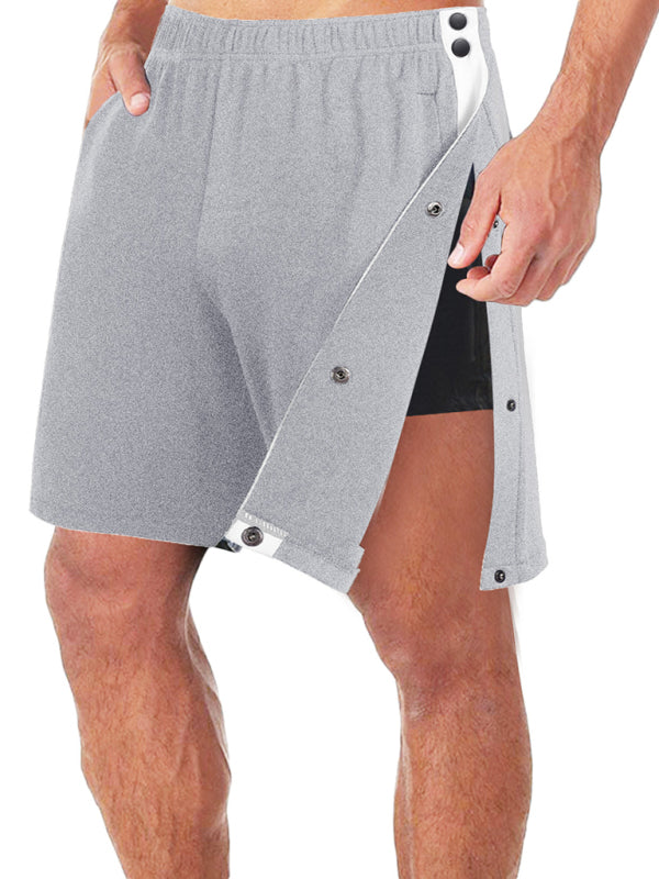 Men's classic trendy loose-fitting casual sports shorts with full side buttons - K - 4 COLORS -