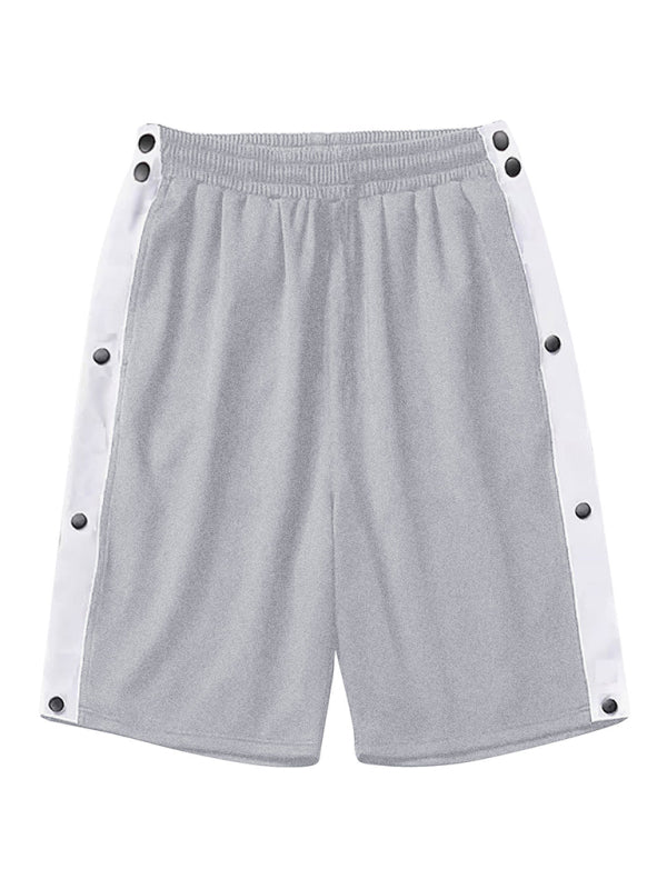 Men's classic trendy loose-fitting casual sports shorts with full side buttons - K - 4 COLORS -