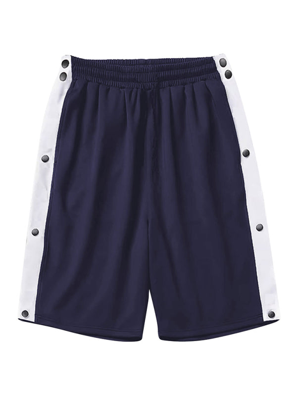 Men's classic trendy loose-fitting casual sports shorts with full side buttons - K - 4 COLORS -