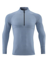 Thumbnail for Men's long-sleeved quick-drying stand-up collar sports fitness top - K - 5 COLORS -