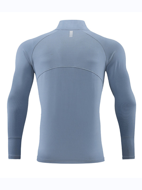 Men's long-sleeved quick-drying stand-up collar sports fitness top - K - 5 COLORS -