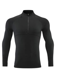 Thumbnail for Men's long-sleeved quick-drying stand-up collar sports fitness top - K - 5 COLORS -