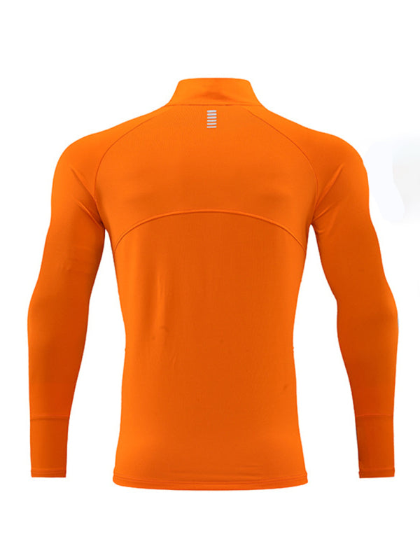 Men's long-sleeved quick-drying stand-up collar sports fitness top - K - 5 COLORS -