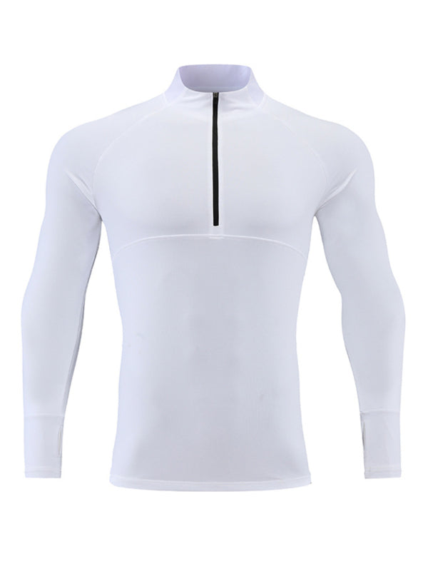 Men's long-sleeved quick-drying stand-up collar sports fitness top - K - 5 COLORS -