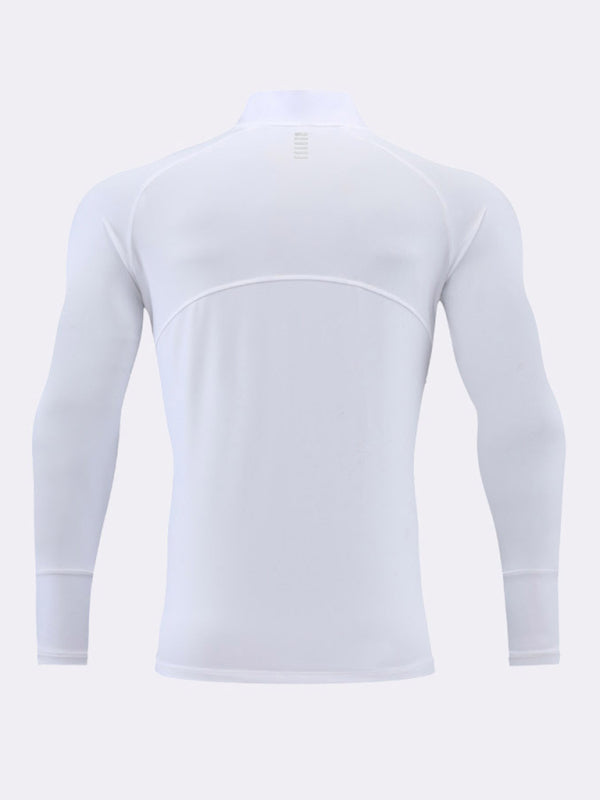 Men's long-sleeved quick-drying stand-up collar sports fitness top - K - 5 COLORS -