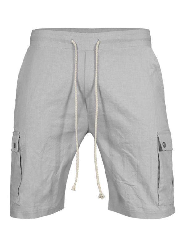 Casual Men's Slim Drawstring Shorts Thin Quarter Pants Cargo Shorts - K - 5 COLORS -