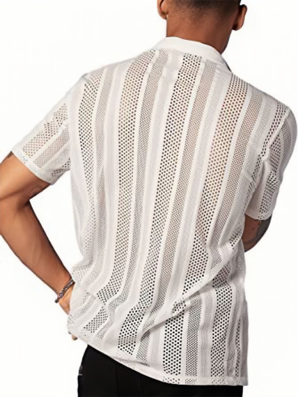 New Street Casual Button Knitted Short Sleeve Shirt - K - 2 COLORS -