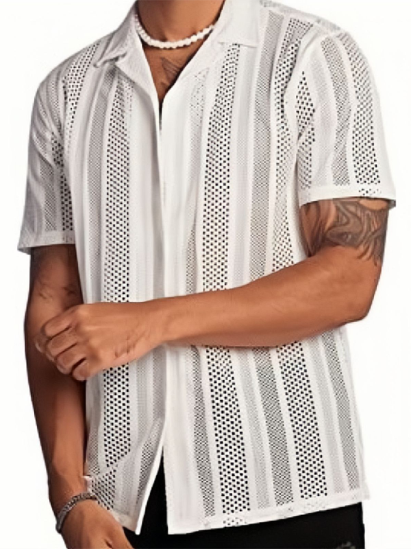 New Street Casual Button Knitted Short Sleeve Shirt - K - 2 COLORS -