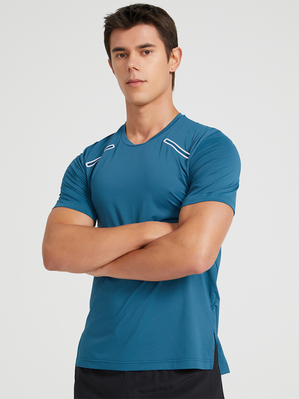 Men's sports outdoor fitness breathable stretch short-sleeved T-shirt - K - 3 COLORS -