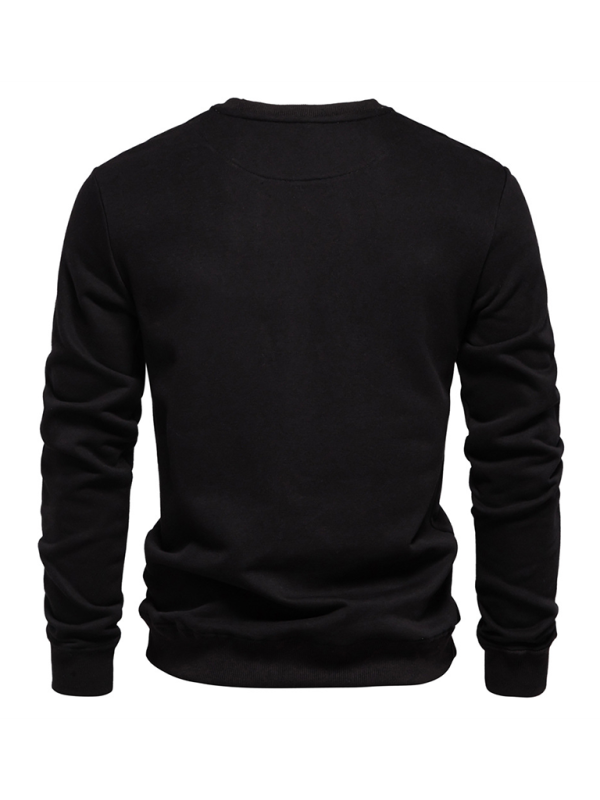 Men's Loose Solid Color Round Neck Casual Long Sleeve Sweatshirt - K - 8 COLORS -