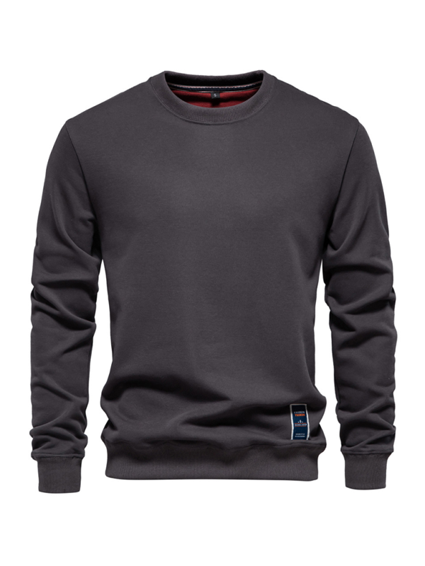 Men's Loose Solid Color Round Neck Casual Long Sleeve Sweatshirt - K - 8 COLORS -