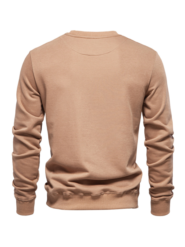 Men's Loose Solid Color Round Neck Casual Long Sleeve Sweatshirt - K - 8 COLORS -