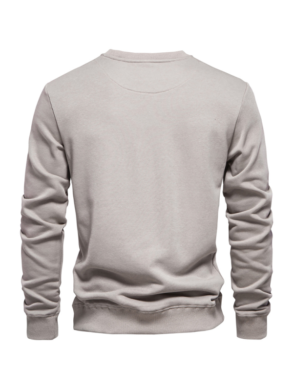 Men's Loose Solid Color Round Neck Casual Long Sleeve Sweatshirt - K - 8 COLORS -