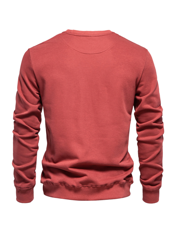 Men's Loose Solid Color Round Neck Casual Long Sleeve Sweatshirt - K - 8 COLORS -