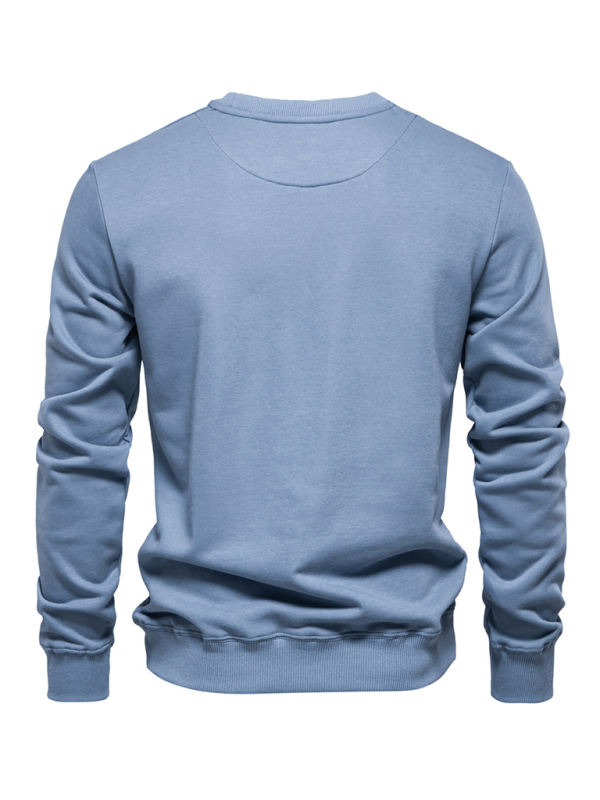 Men's Loose Solid Color Round Neck Casual Long Sleeve Sweatshirt - K - 8 COLORS -