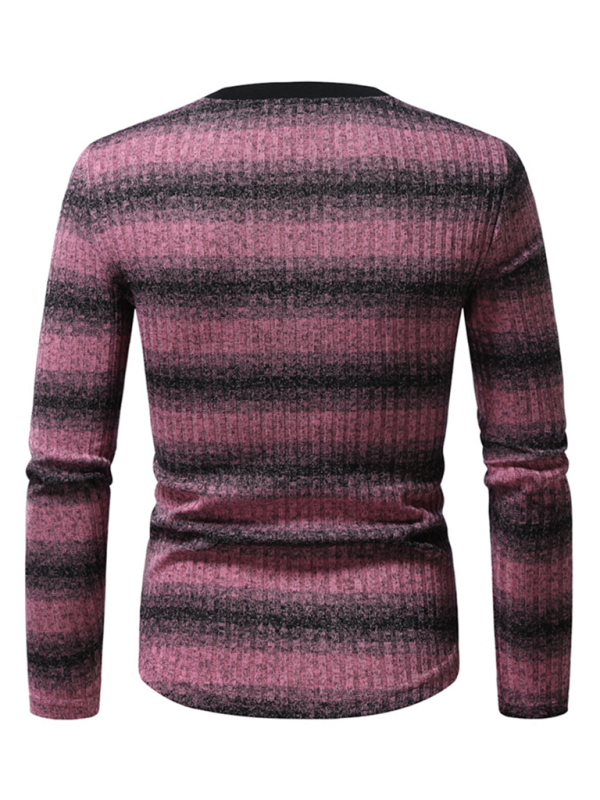 Round neck gradient color long sleeve T-shirt men's bottom shirt - K - 4 COLORS -