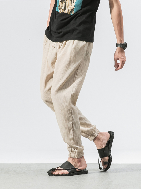 Men's Linen Pants - Drawstring Pants - K - 7 COLORS -