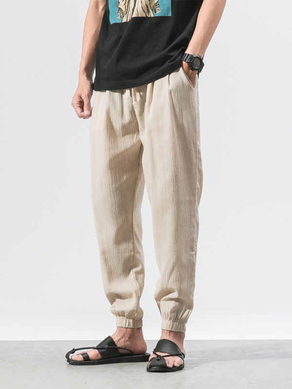 Men's Linen Pants - Drawstring Pants - K - 7 COLORS -