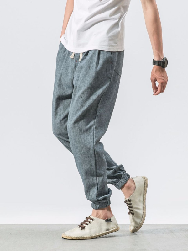 Men's Linen Pants - Drawstring Pants - K - 7 COLORS -