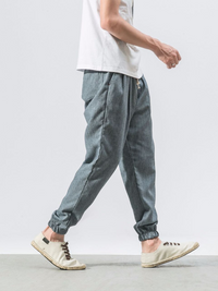 Thumbnail for Men's Linen Pants - Drawstring Pants - K - 7 COLORS -