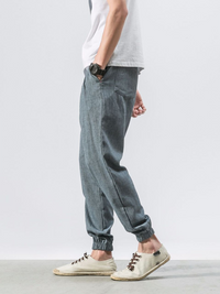 Thumbnail for Men's Linen Pants - Drawstring Pants - K - 7 COLORS -