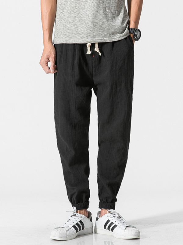 Men's Linen Pants - Drawstring Pants - K - 7 COLORS -