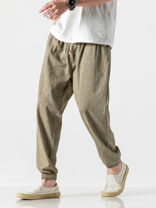 Men's Linen Pants - Drawstring Pants - K - 7 COLORS -