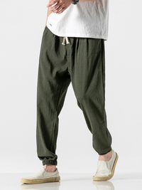 Thumbnail for Men's Linen Pants - Drawstring Pants - K - 7 COLORS -