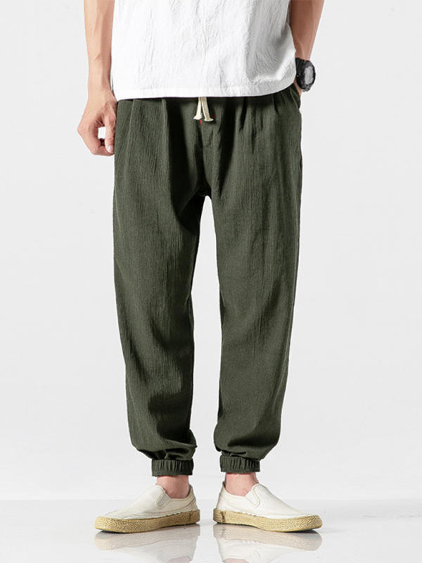 Men's Linen Pants - Drawstring Pants - K - 7 COLORS -