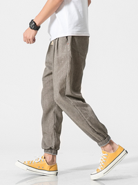 Thumbnail for Men's Linen Pants - Drawstring Pants - K - 7 COLORS -