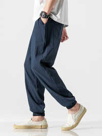 Thumbnail for Men's Linen Pants - Drawstring Pants - K - 7 COLORS -